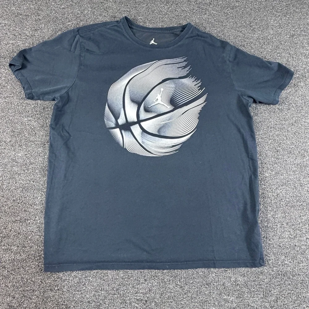 Jordan T-Shirt Mens XL Dri-FIT Graphic Basketball Black Short Sleeve EUC